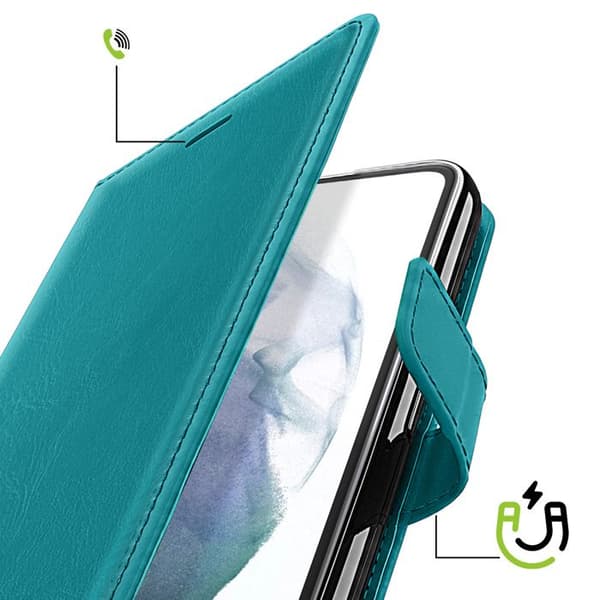 Pungetui til Samsung Galaxy S21 med Mayaxess Turquoise håndledsrem Blå