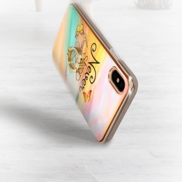 Kaksimateriaalinen iPhone XS Max -kotelo, jossa oranssi rantakuvioinen pitorengas