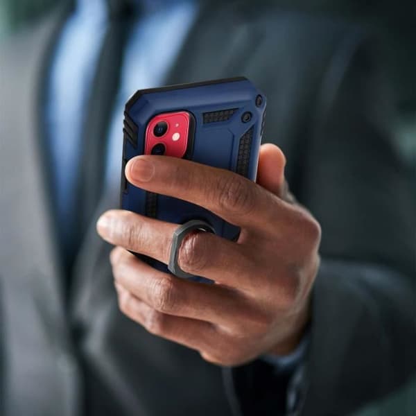 Coque - AVIZAR - iPhone 11 - Stötteknik - Bi-material - Videostöd Ring Blå natt Midnattsblå