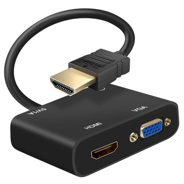 Videoadapter - AVIZAR - HDMI till VGA - Dubbel utgång - HD - Kompakt design