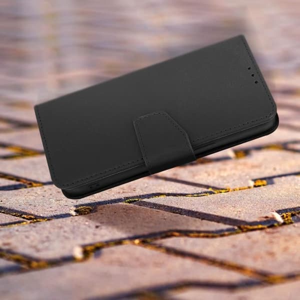 Apple iPhone 13 Mini etui - AVIZAR - Premium læder - Kortholder - Video support funktion - Sort svart