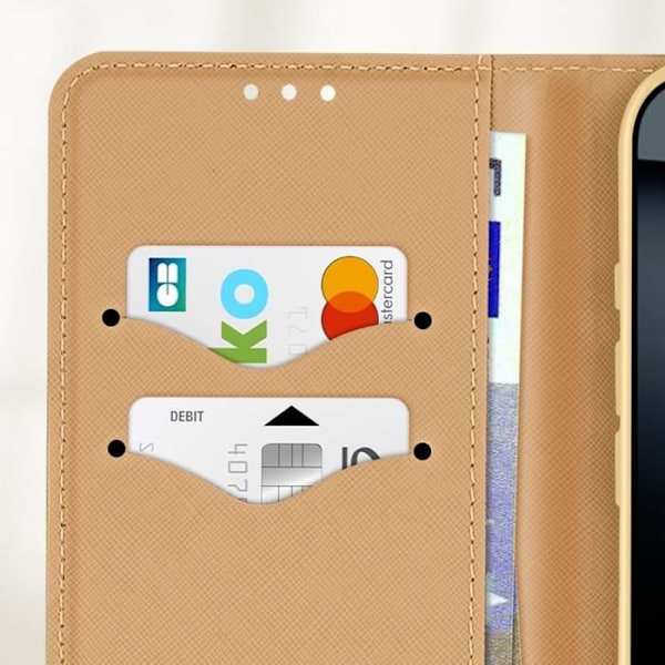 Plånboksfodral för iPhone 16 Pro Saffiano Läder Fancy Svart / Guld Svart
