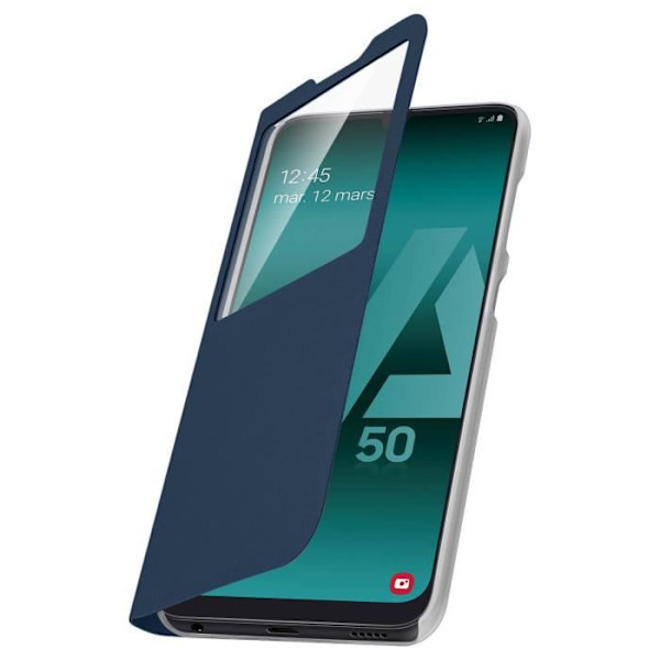 Fodral för Samsung Galaxy A50 - AVIZAR - Klämfodral - Visningsfönster - Mjuk skal - Mörkblå Midnattsblå