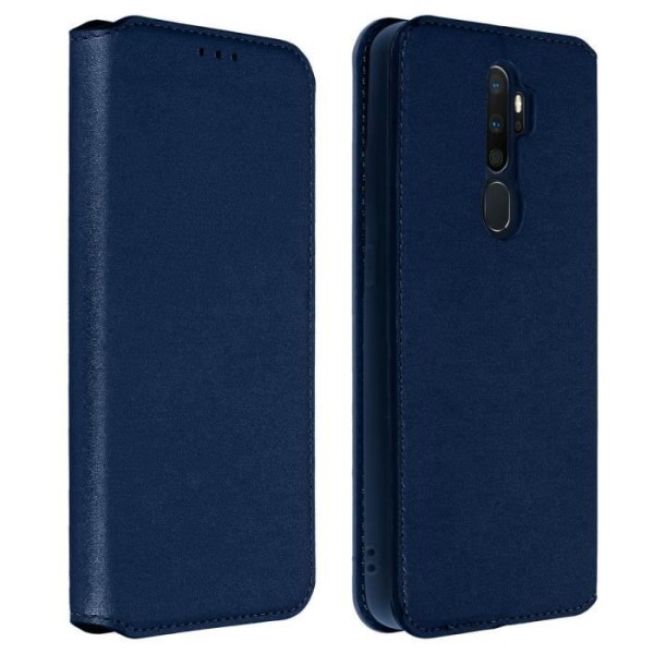 Housse - AVIZAR - Oppo A5 2020 / A9 2020 - Lompakko-kuu - Ekologinen nahka - Tuki-toiminto Blå