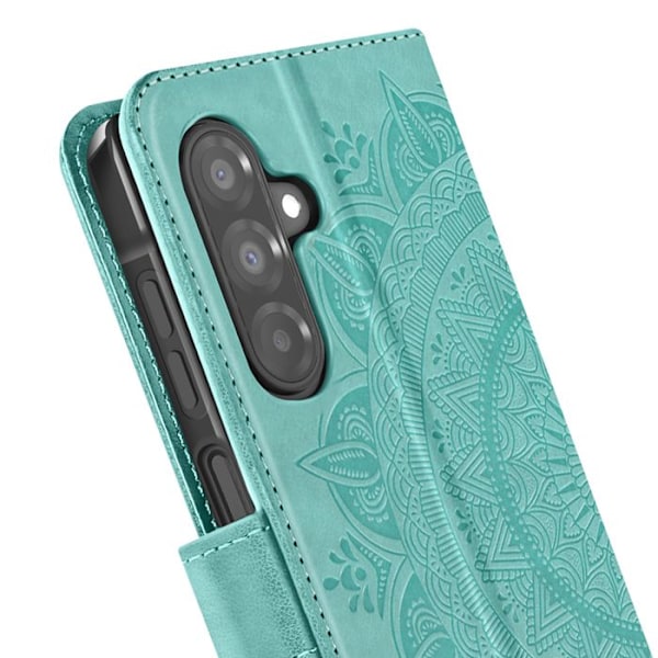 Etui Blomster Mandala til Samsung Galaxy A26 Punge med Håndledsrem Grønn Grön