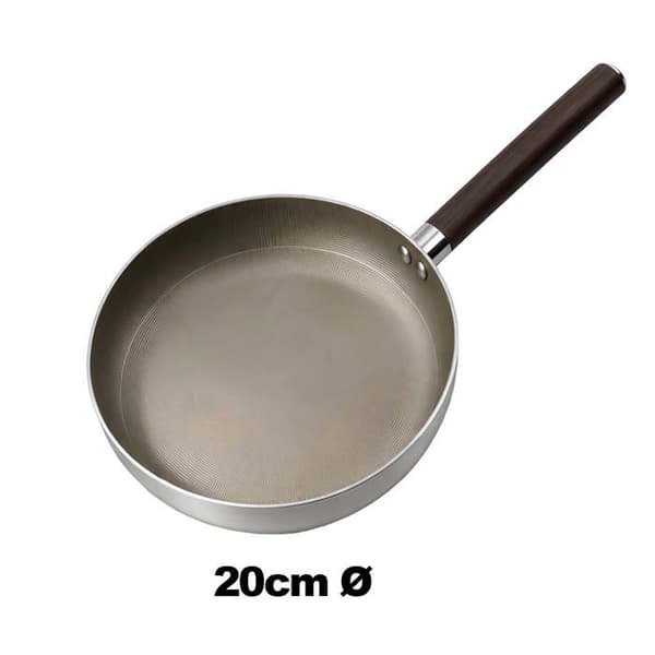 Non-stick Stegepande 20cm Induktion med Træeffekt Håndtag Cheffinger Sølv Grå