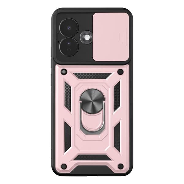 Fodral för Redmi Note 17 Pro med ringstöd och glidande kameraskydd i roséguld Roséguld
