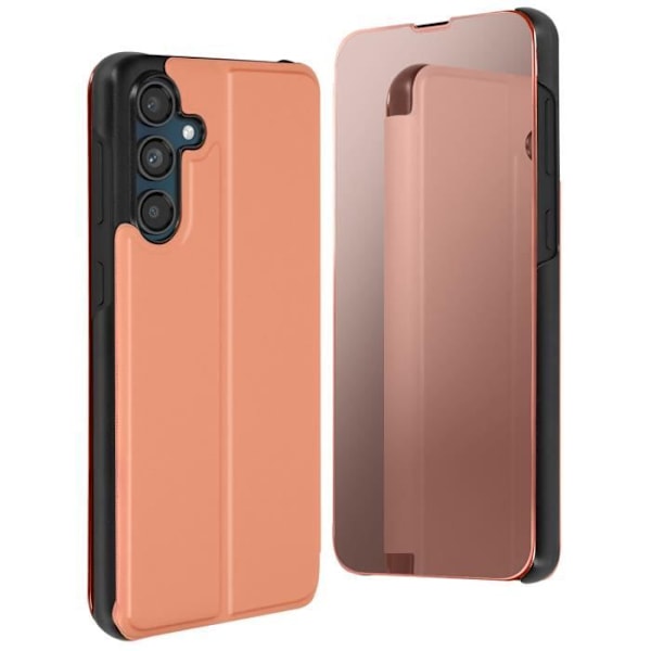 Étui för Samsung Galaxy M55 Klapp Spegel Clear View Stöd Rosé Champagne Rosa