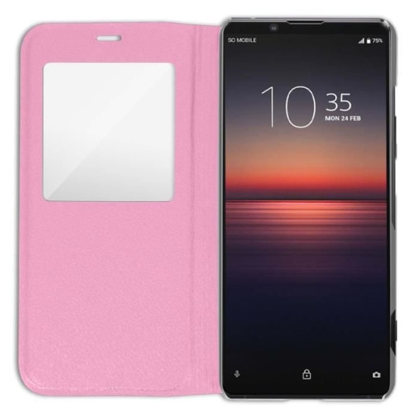 Kotelo - AVIZAR - Sony Xperia 1 II - Täysi suoja - Näyttöikkuna - Pinkki Lyserød