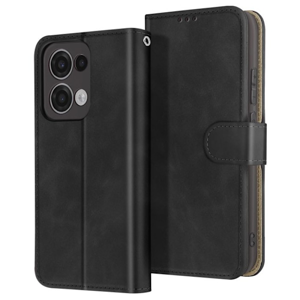 Plånboksfodral för Oppo Reno 13 med magnetisk flik i svart Svart