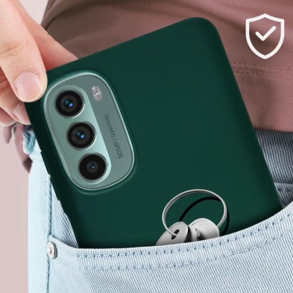 Etui til Motorola Moto G62 5G Silikone Soft Touch Mate Anti-Fingerprint Mørkegrøn Grön