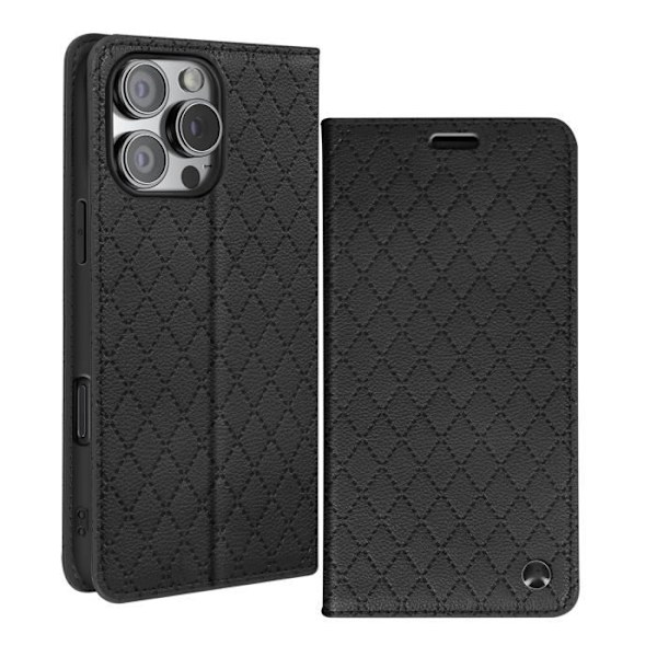 Folio-etui til iPhone 16 Pro Max Diamond-kortholder Video Support Sort Svart