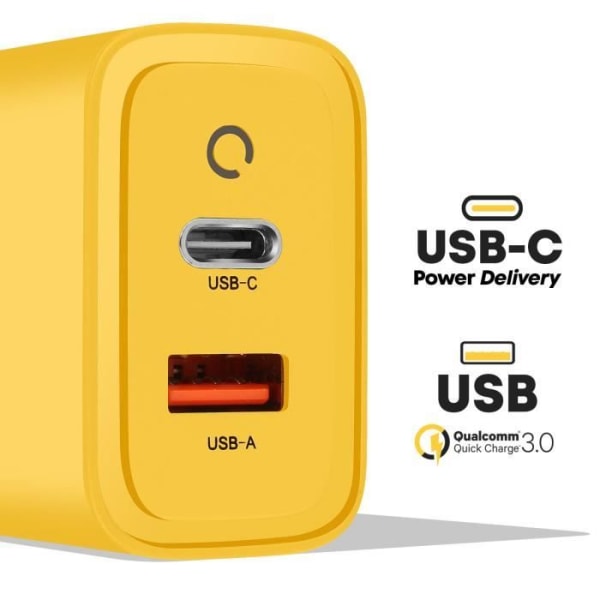 GaN USB + USB-C 45W Microgrid Tactical seinälaturi musta / keltainen