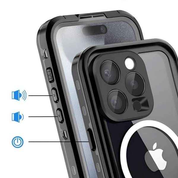 360° Helcover til iPhone 15 Pro Max Kompatibel med MagSafe Vandtæt IP68 Shellbox Sort Svart