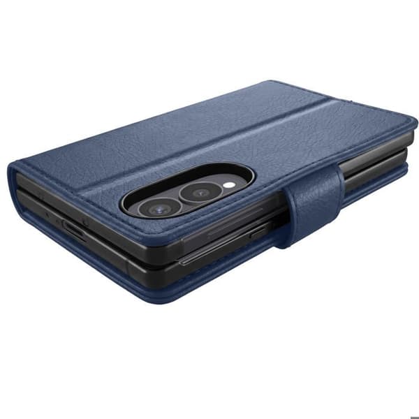 Klapetui til Galaxy Z Fold 8 Serie Chesterfield Effekt Læder Tekstur Blå nat Blå