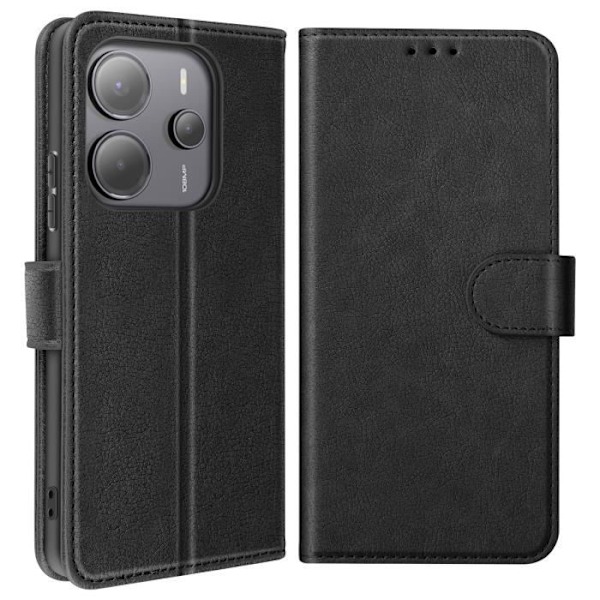 Lompakkokotelo Xiaomi Redmi Note 14 4G Musta, jossa taittotuki Svart