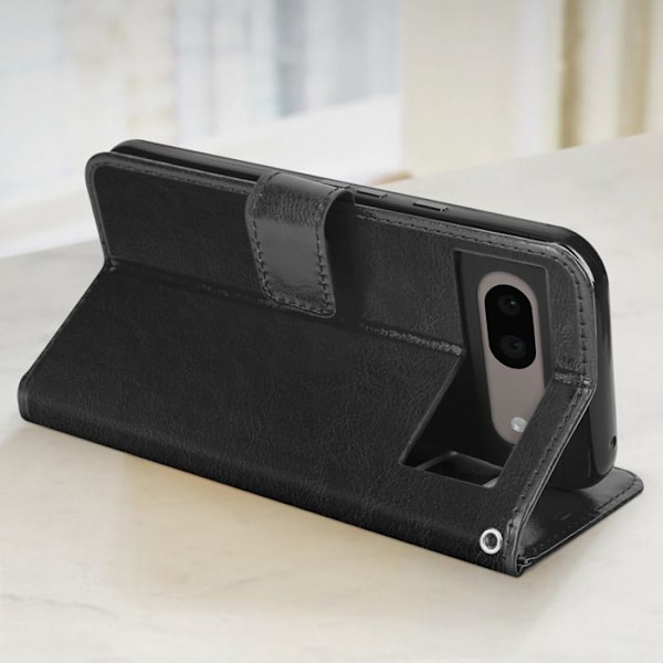 Etui til Google Pixel 8A Wallet Stand Function med håndledsrem Mayaxess Black