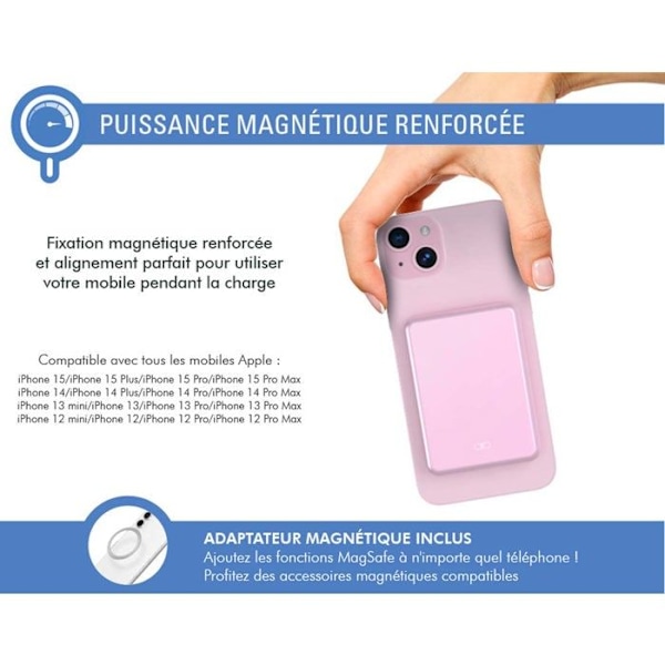 Powerbank 5000mAh kompatibel MagSafe Induction 15W Rose Force Power