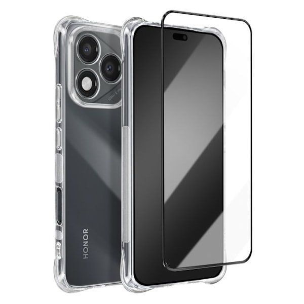 Pakke Beskyttelse til Honor 400 Lite Stødabsorberende Cover og 9H Tempereret Glas Gennemsigtig Vit