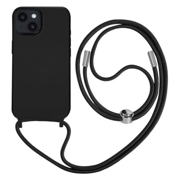iPhone 14 Cord Case Halvstift med nakkestrop 80cm sort Svart