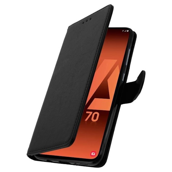 Samsung Galaxy A70 suojakuori - AVIZAR - Korttipidike - Geelimäinen silikoni - Magneettinen - Videotuki Svart
