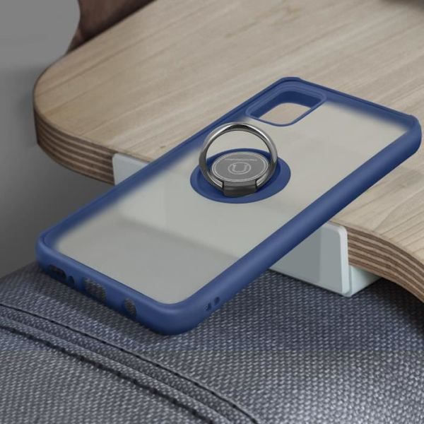 Coque - Samsung - Galaxy A51 - Bi-material - Metallring - Videostöd Blå