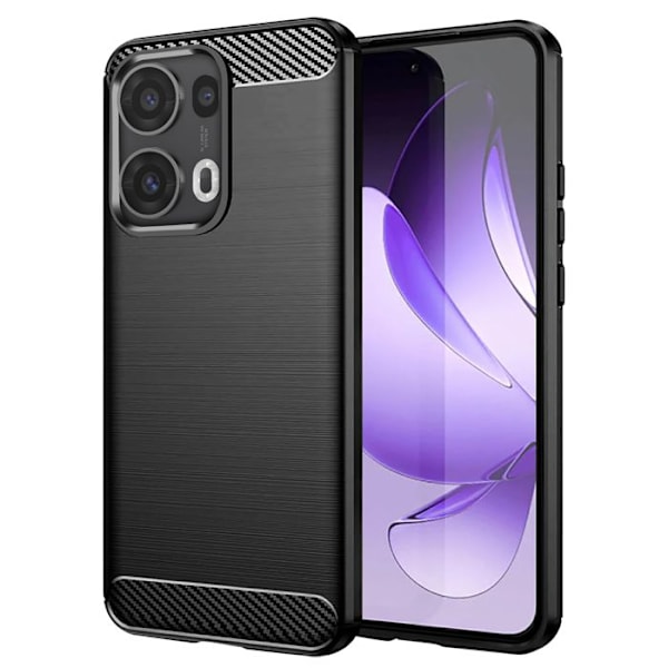 Coque til Oppo Reno 13 Pro Silikone Design Kulfiber Børstet Sort Svart