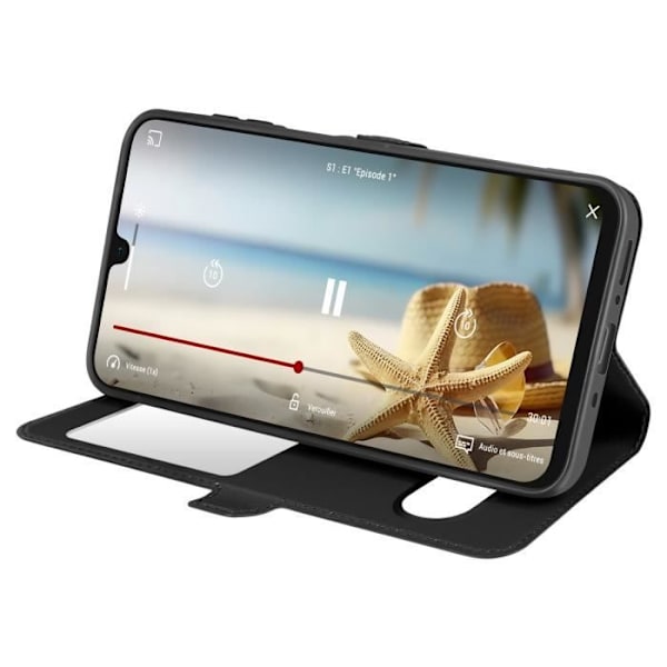 Étui för Samsung Galaxy A16 med fönsterfunktion och videostöd i svart Svart