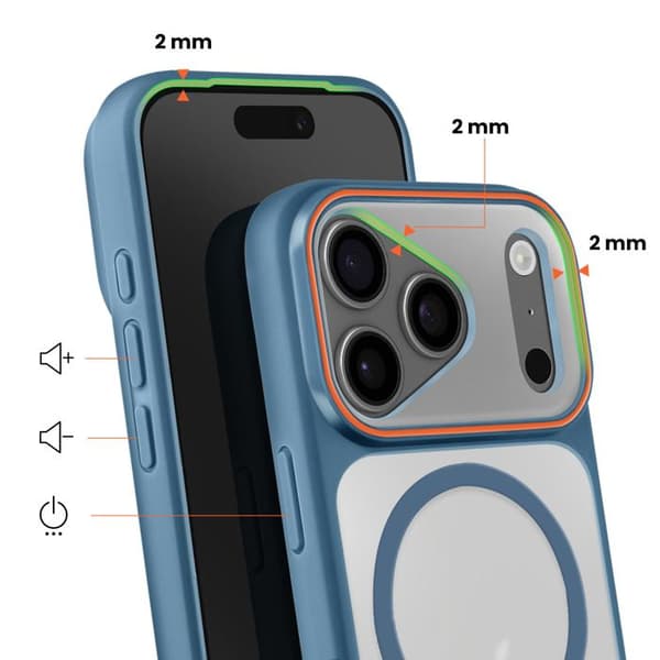MagSafe-cover til iPhone 17 Pro Max, Bi-materiale beskyttelse, Hårdt bagcover, Mørkeblå Blå
