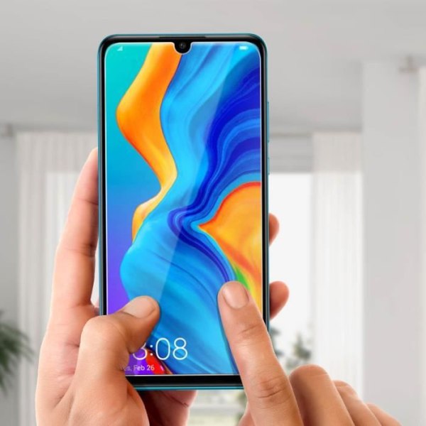 Huawei P30 Lite skærmbeskytter hærdet glasfilm 9H stødsikker gennemsigtig hvid