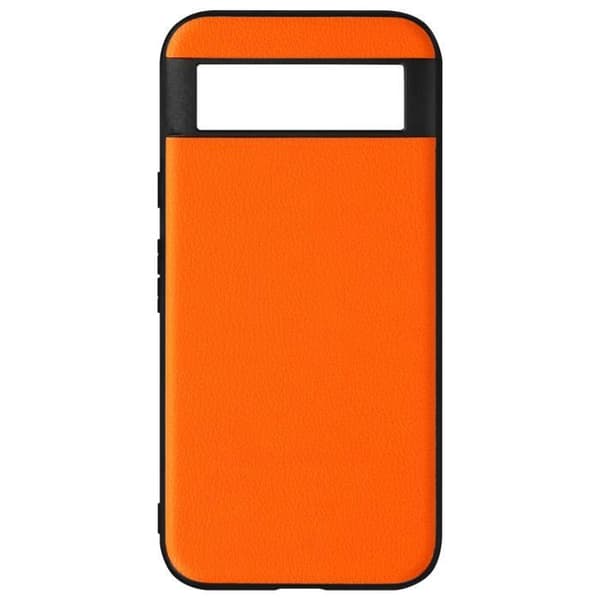 AVIZAR Skyddsfodral för Google Pixel 8A - Bi-material Läderlook - Orange Orange