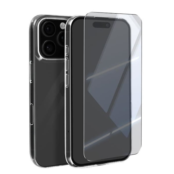 Beskyttelsespakke til iPhone 16 Pro Max blødt etui og hærdet glas Mayaxess Transparent Transparent