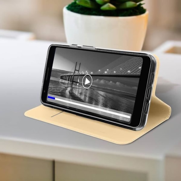 Housse - AVIZAR - Google Pixel 3A XL - Folio - Horisontalt Support - Kortopbevaring - Gul Gult guld