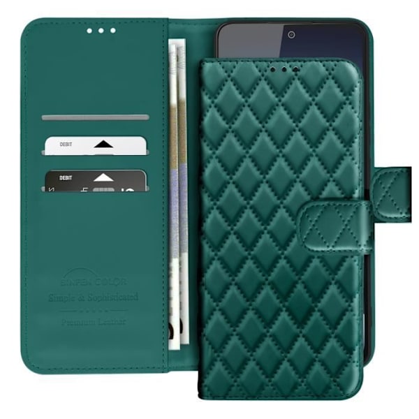Fodral för Redmi Note 14 4G Plånbok Diagonal Mönster Grön Grön