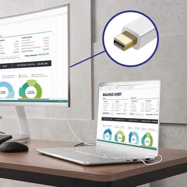 Mini DisplayPort Videokabel - High Definition 4K - 1,8m - Han til Han - Hvid Vit