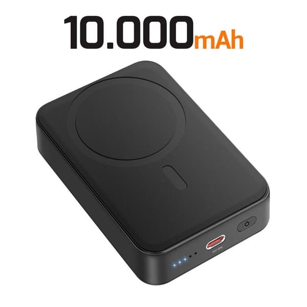 Powerbank - MAX EXCELL - 10000mAh - MagSafe - USB-C 20W - Stöder flexibel Svart Svart