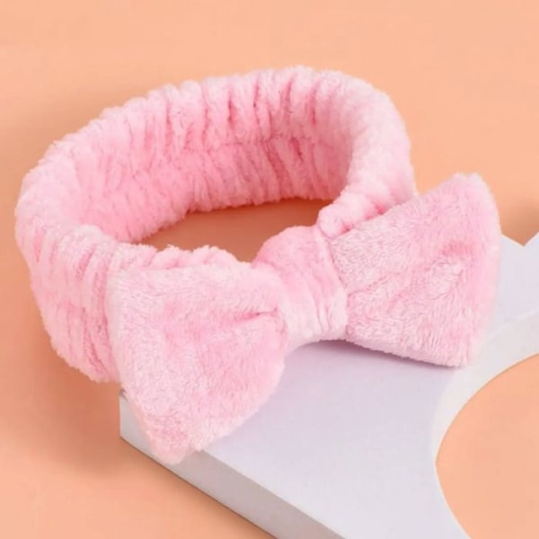 Bandeau Spa för Hår i Enfärgad Mjuk Lila Fleece Rosa