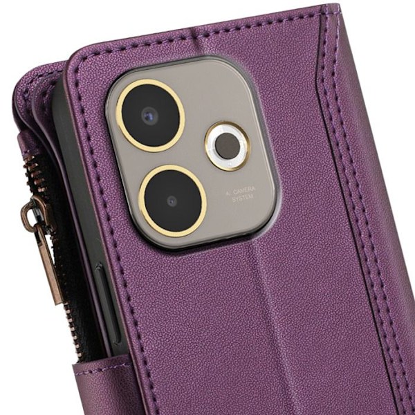 Oppo A5 Pro Korttelilaukku Irrotettava Olkahihna Magneettisulku Violetti