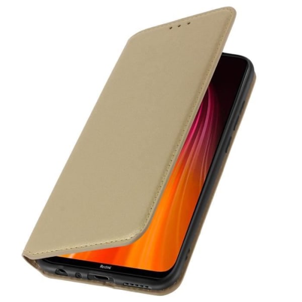 Hus - AVIZAR - Xiaomi Redmi Note 8 - Ekologiskt läder - Stödfunktion - Magnetisk Gult guld
