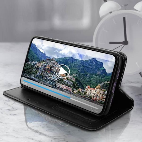 Hus - Xiaomi - Mi 9 - Slidt Effekt - 2 Kortlommer - Indbygget Støtte - Sort Svart