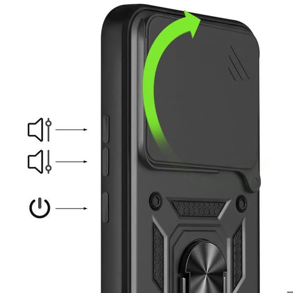 Coque Ring til Redmi Note 15 Pro Plus 5G med Skydelåg til Kamera Mayaxess Sort Svart
