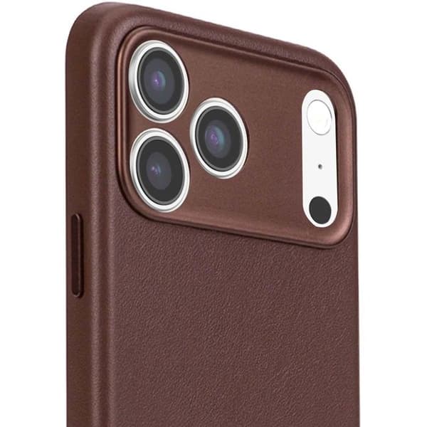 Magsafe cover - DECODED - iPhone 17 Pro - Ægte læder - Stødafvisende beskyttelse - Brun kastanj