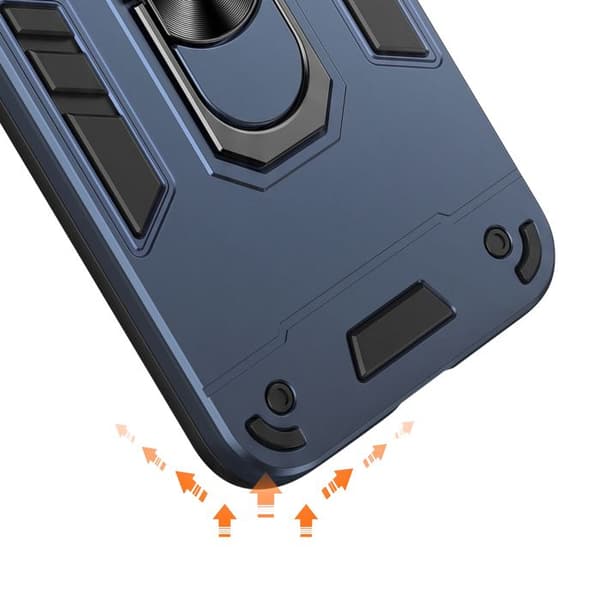 Stødabsorberende cover til Vivo V50 Lite med roterende ring og støtte i blå Blå