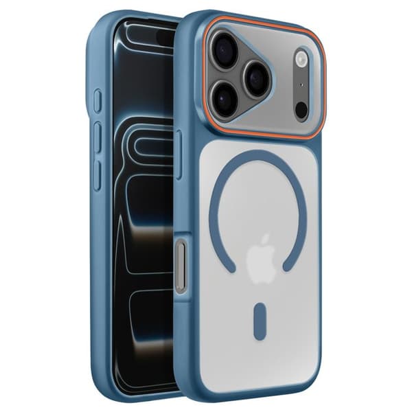 MagSafe-cover til iPhone 17 Pro Max, Bi-materiale beskyttelse, Hårdt bagcover, Mørkeblå Blå