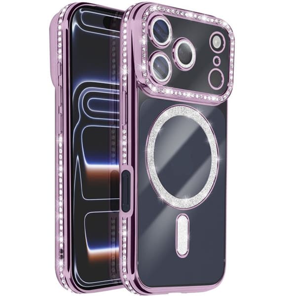 Coque Magsafe - AVIZAR - iPhone 17 Pro Max - Lila - Strass - Elegant skydd Lila