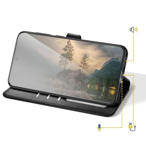 Folio Wallet Case til Honor Magic 8 Lite med Håndledsrem og Kortholder Sort Svart