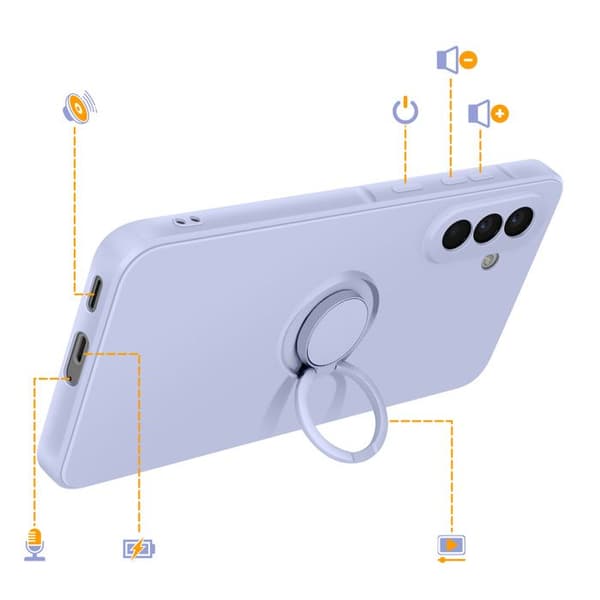 Soft-Touch Cover til Galaxy A57 med Magnetisk Støtte Ring Lilla Violett