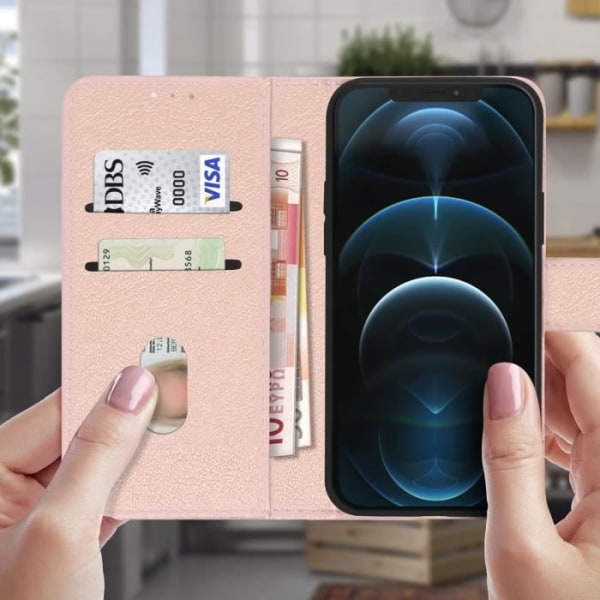 iPhone 12 Pro Max skyddsfodral med korthållare Stativ Funktion roséguld Rose Rose guld