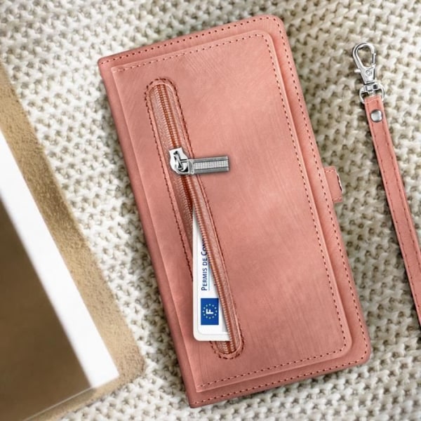 AVIZAR etui til Samsung Galaxy A15 5G - Multirum - Etui med lynlås - Pink Rosa