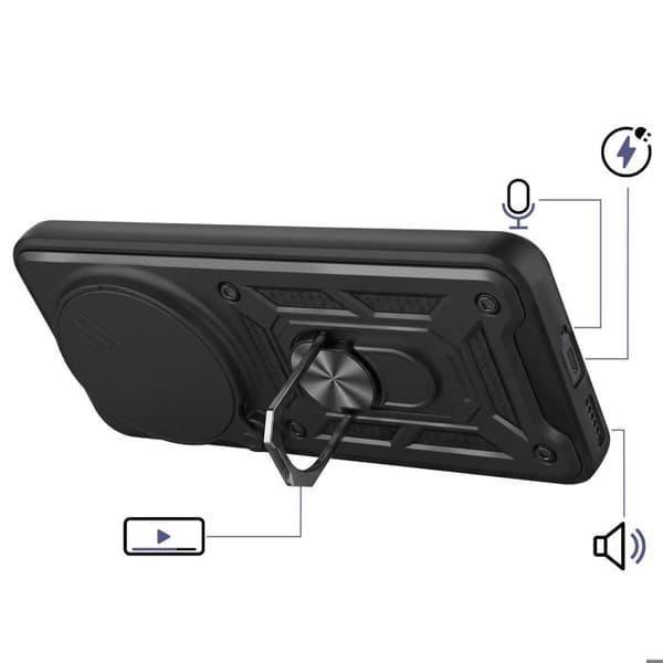 Coque Ring til Honor Magic 8 Pro med Skydelåg til Kamera Stødabsorberende Mayaxess Sort Svart